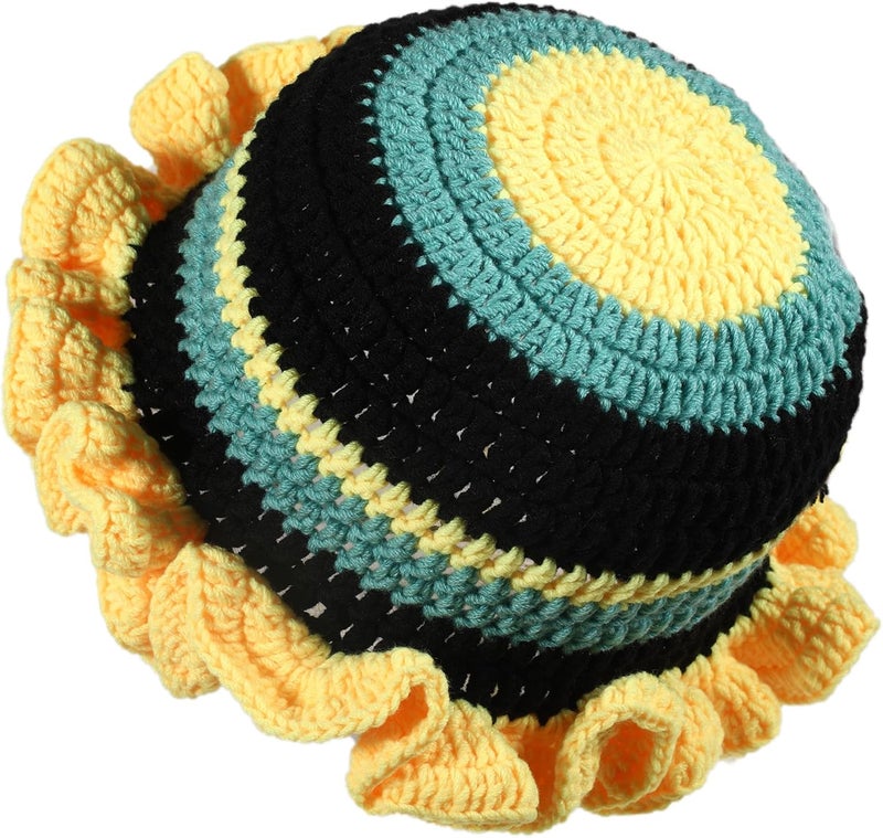 Ahouws Crochet Bucket Hat Women Trendy Knit Floppy Cap Cute Boho Handmade Beanies Outdoor Boho Travel Fishing Hat - Image 1